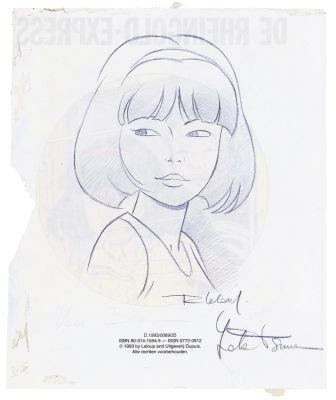 Leloup | Yoko Tsuno, illustration au crayon mauve… | AZ auction