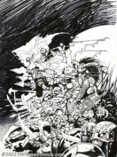 Simon Bisley - Original Art Sketches "Barbarians" (undated). A large Bisley sketch of skeletons and - | Heritage