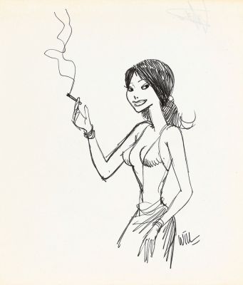 Will | Lot 103 - Illustration au feutre représentant une femme… | AZ auction