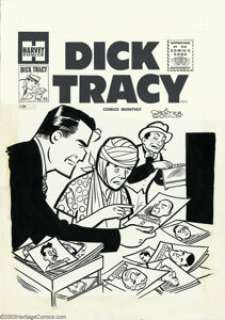 ]  Al Avison (attributed) - Original Cover Art for Dick Tracy #95 (Harvey, 1950s). Tracy goes over mug shots with - | Heritage