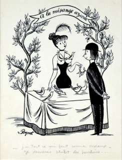 Peynet, Raymond (190... | A la mésange azurée Exceptionnelle illustration signée... | Coutau Bégarie