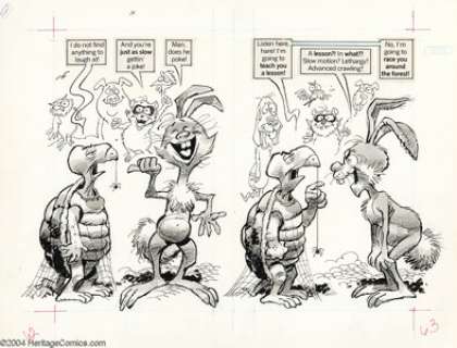 Jack Davis - "Tortoise and the Hare", pages 62 and 63 Original Art (undated). Each panel of this page - | Heritage