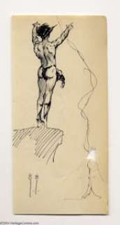 Frank Frazetta - "Cliffhanger" Sketch Original Art (undated). Tarzan looks ready to take the plunge in - | Heritage