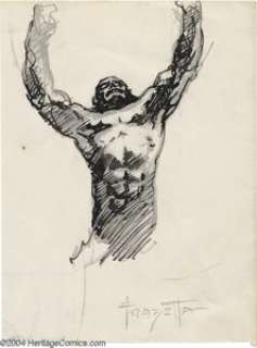 Frank Frazetta - Demon Sketch Original Art (undated). Frank Frazetta renders a gestural study of the powerful - | Heritage