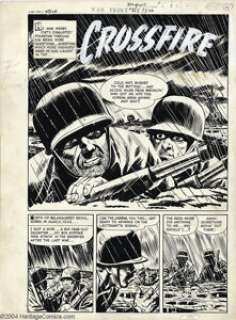 Jack Sparling (attributed) - Warfront #32 "Crossfire" Complete 5-page Story Original Art (Harvey, 1958). - | Heritage