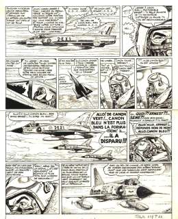 UDERZO Albert - Exceptionnelle planche originale 38 du tome 6 de TANGUY ET LAVERDURE - Canon bleu ne répond plus -