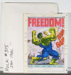 Marvel Incredible Hulk #315 Complete Color Guide | Bruneau & Co. Auctioneers