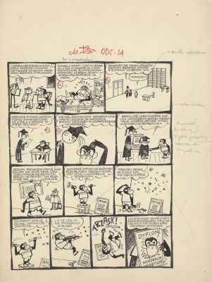 Henryk Jerzy Chmielewski (Papcio Chmiel) | „Tytus, Romek i A’Tomek”plansza przedksiążeczkowa, Szkoła Wszechnauk | Galeria Komiksu