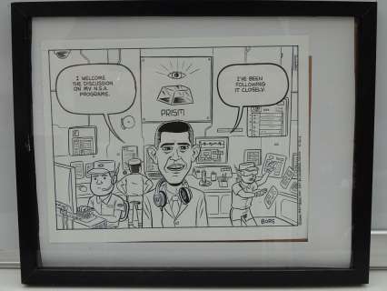MATT BORS: Black and white - Framed and Glazed Original Satirical Cartoon Artwork | Excalibur Auctions