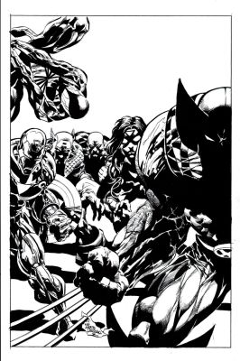 Mike Deodato - New Avengers #19 Cover (Spider-Man, Iron Man, Captain America, Luke Cage, Spider-Woman, Wolverine!) 2006