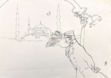 Stefano Babini – Corto Maltese davanti alla Moschea Blu