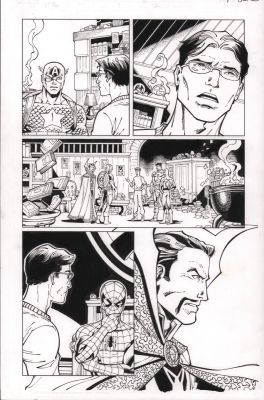 Jay Leisten | Marvel 1776 #1 P.12 - Cap, Dr. Strange, Spidey - 2025 | Anthony’s Comic Book Art