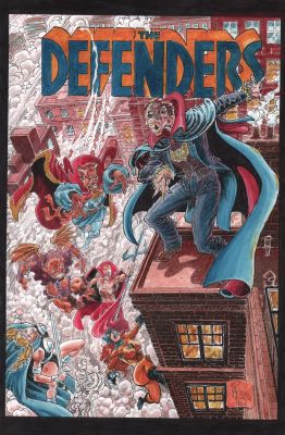 Pat Broderick | Defenders Color Cover Re-Creation - Signed - 2015 | Anthony’s Comic Book Art