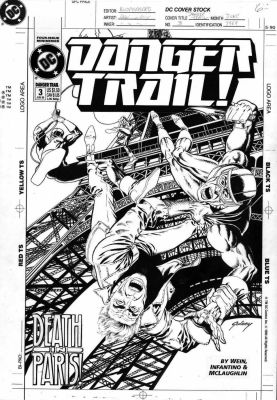 Paul Gulacy | Gulacy, Paul - Danger Trail #3 Cover, King Faraday Vs Kobra / Eiffel Tower 1993 | Cool Lines Art