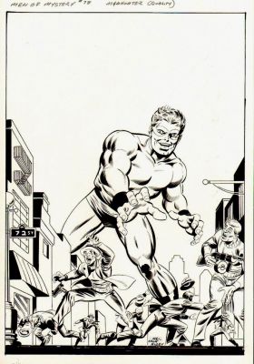 Mike Machlan | Men of Mystery #78 Cover (Jack Kirby 1941 Adventure Comics #73 Cover Homage, Manhunter Battles Crooks!) | Romitaman