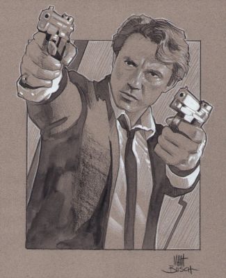 Matt Busch | Harry Keitel with Guns Art Piece - Signed | Anthony’s Comic Book Art