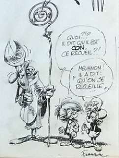 Franquin André - Dessin original La Mitre Railleuse - Annonce recueil Trombone illustré dans Le Journal de Spirou - (1979) | Catawiki