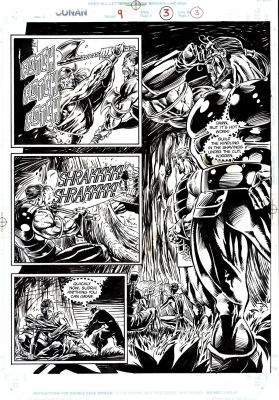 Joe Bennett, Tom Palmer | Conan #9 P 3 Semi-Splash (Tom Palmer Inks! Conan & Madoc Throughout!) 1995 | Romitaman