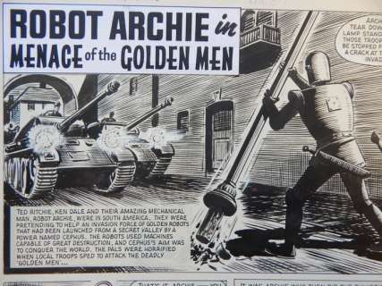 Kearon, Edward - Original page - Robot Archie - Robot Archie in Menace of the Golden Men - (1965) | Catawiki