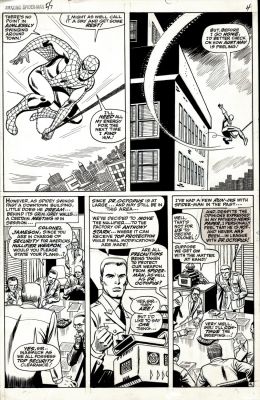 John Romita Sr., Mike Esposito | Amazing Spider-Man #55 P 4 (Spider-Man in Action in 2 of 5 Panels with John Jameson (Manwolf) Also! 1967 | Romitaman
