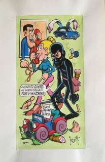 Jacovitti - Original illustration, a tribute to Diabolik | Catawiki