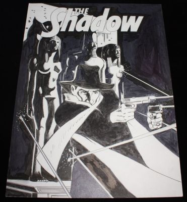 Lou Manna | The Shadow Large B&W Ink Art on Board | Anthony’s Comic Book Art