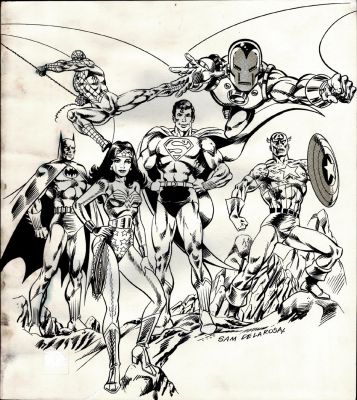 Sam de La Rosa | Marvel / Dc Published 1982 Newspaper Front Page & Comic-Con Poster Art (Spider-Man, Batman, Superman, Cap, Ironman, Wonder Woman!) | Romitaman