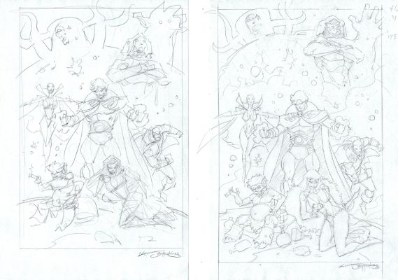 Val Semeiks | 2 Cover Prelims: Warlock, Drax, Pip, Moondragon, Eternity, Living Tribunal (2013) | Romitaman