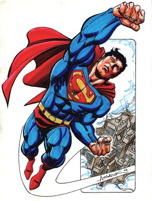Alex Saviuk | Superman Mixed Media 2003 Pinup (Stunning Full Color Superman!) | Romitaman