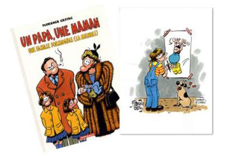 Cestac, Florence | Un papa, une maman Dédicace Ã  l’encre de chine et aquarelle,... | Cornette de St Cyr