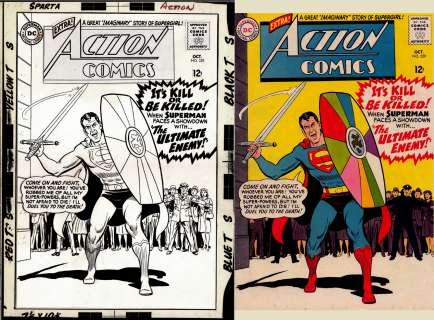 Curt Swan, Shelly Moldoff | Action Comics #329 Cover (Rare Shelly Moldoff Inked Swan Superman Cover!) Large Art - 1965 | ComicArtFans Classifieds