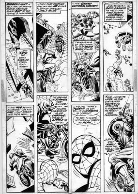 Ross Andru | Andru, Ross - Marvel Team-Up #15 Pg 30, Spider-Man / Early Ghost Rider Chase | Cool Lines Art
