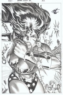 Scott Kolins - Wonder Woman #600 Published Pinup (Stunning Wonder Woman 3-D Looking Battle Pinup!) 2010