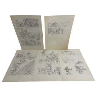 Vintage Comic Book Art Hand Drawing Pencil Sketch Story Board lot 4 | Los Angeles Estate Auction