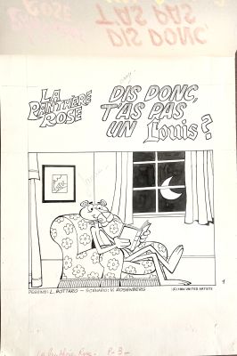 LUCIANO BOTTARO - Original cover for The pink panther. Cm. 25,5x36,5. Ink. Mint. Code 1922.