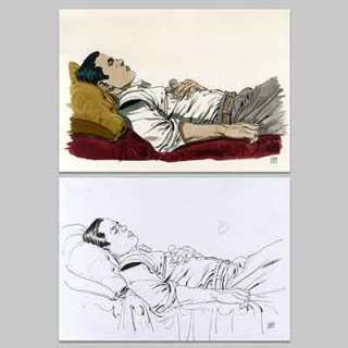 Jef | Illustration originale + tirage numérique réhaussé, Balles perdues, Roy Nash endormi | Collector BD