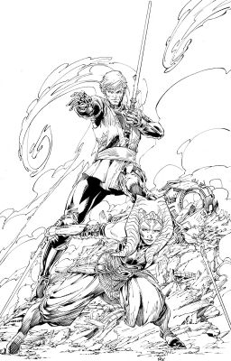 Brett Booth, Nick Nix | Star Wars - Luke Skywalker And Ahsoka Tano - Nick Nix Over Brett Booth | ComicArtFans Classifieds