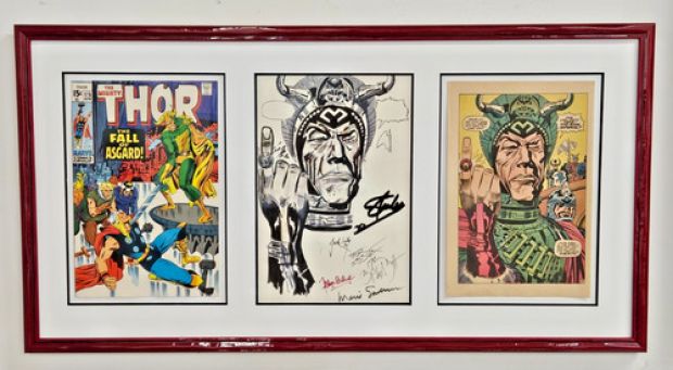 Jack Kirby Original Art Vintage Pen & Ink Sketch Stan Lee Signed -Thor 175