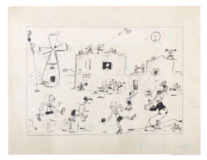 "Uncle Sam Limbers Up at Amsterdam" 1928 Original Comic. | Van Eaton Galleries