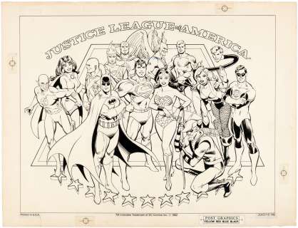 "JUSTICE LEAGUE OF AMERICA" LICENSING STYLE GUIDE ORIGINAL ART BY JOSÉ LUIS GARCÍA-LÓPEZ. | Hake’s