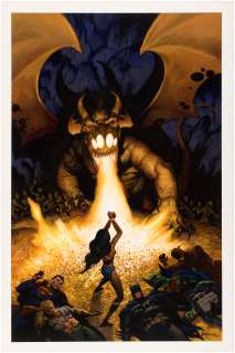 "JLA: A LEAGUE OF ONE" COVER PAINTING ORIGINAL ART FEATURING WONDER WOMAN & THE JUSTICE LEAGUE. | Hake’s