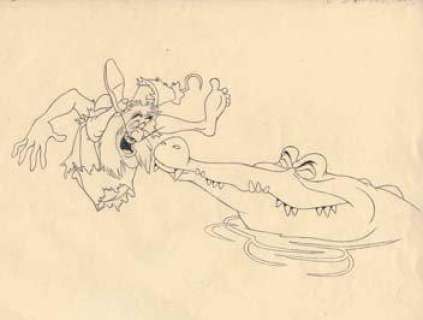 PETER PAN - Studio Walt Disney, 1953. Dessin de layout du Capitaine Crochet | Rossini
