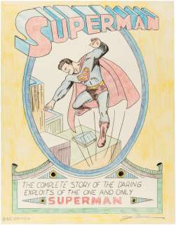 "SUPERMAN" #1 COVER IMAGE ORIGINAL ART BY SUPERMAN CREATOR JOE SHUSTER. | Hake’s