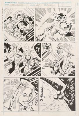 Sal Buscema, Ron Frenz | Ms. Marvel #25 Page 16 Ron Frenz Original Art - Carol Danvers Takes Down a Skrull | Secret Invasion Prelude | Signed Sal Buscema | ComicArtFans Classifieds