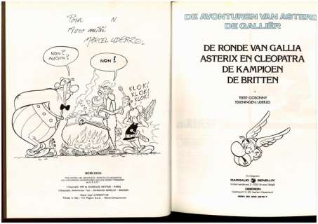 Uderzo, Marcel - Originele tekening / dédicace - Asterix de Galliër - (Kunst-)leren hc - (1978) - Réédition | Catawiki