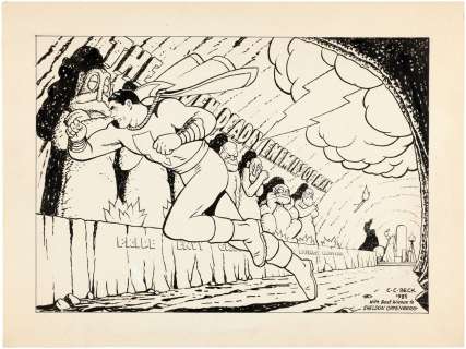 CAPTAIN MARVEL & THE SEVEN DEADLY ENEMIES OF MAN ORIGINAL ART BY C.C. BECK. | Hake’s