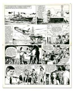 Jije (Joseph Gillain Dit) | JIJE TANGUY ET LAVERDURE 1 Â«Menace sur MururoaÂ». Planche Ã  l’encre&hel | Coutau Bégarie