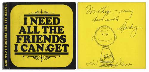 Charles Schulz ’’Peanuts’’ Book With Hand-Drawn Sketch of Charlie Brown | Nate Sanders