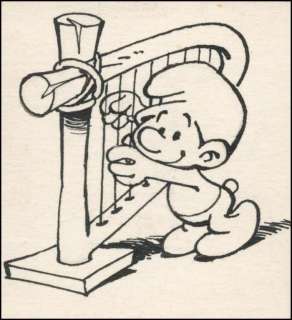 Peyo. Illustration originale Schtroumpf | BDEnchères