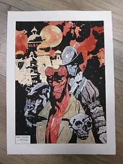 - Hellboy  - Dessin original en couleur ( Gouache ) - Hommage Ã  Mignola et Hellboy par  - thomas FRISANO 